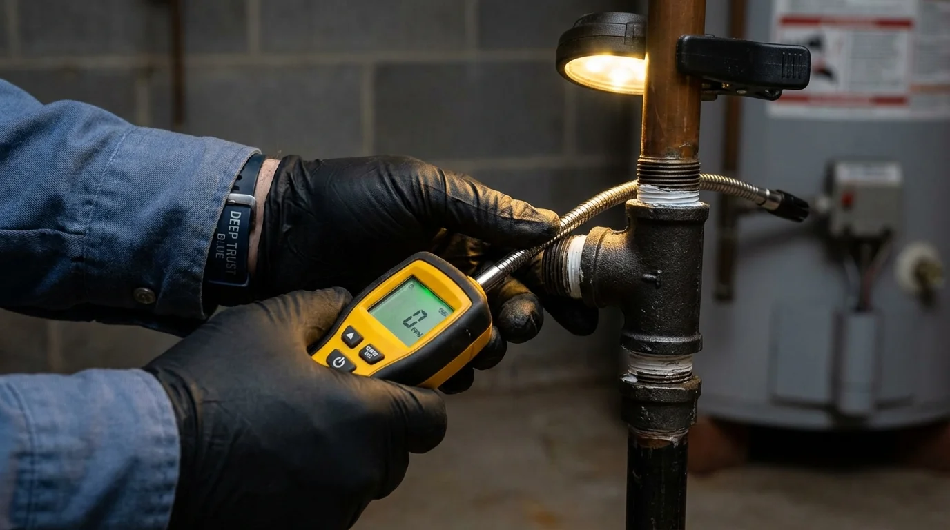 Gas leak detection with electronic sniffer by Johns Plumbing LLC in Eagle Lake